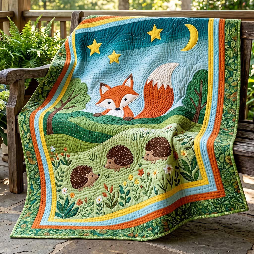 Fox Meadow Quilt Blanket - Quilted Blanket by OtterMia