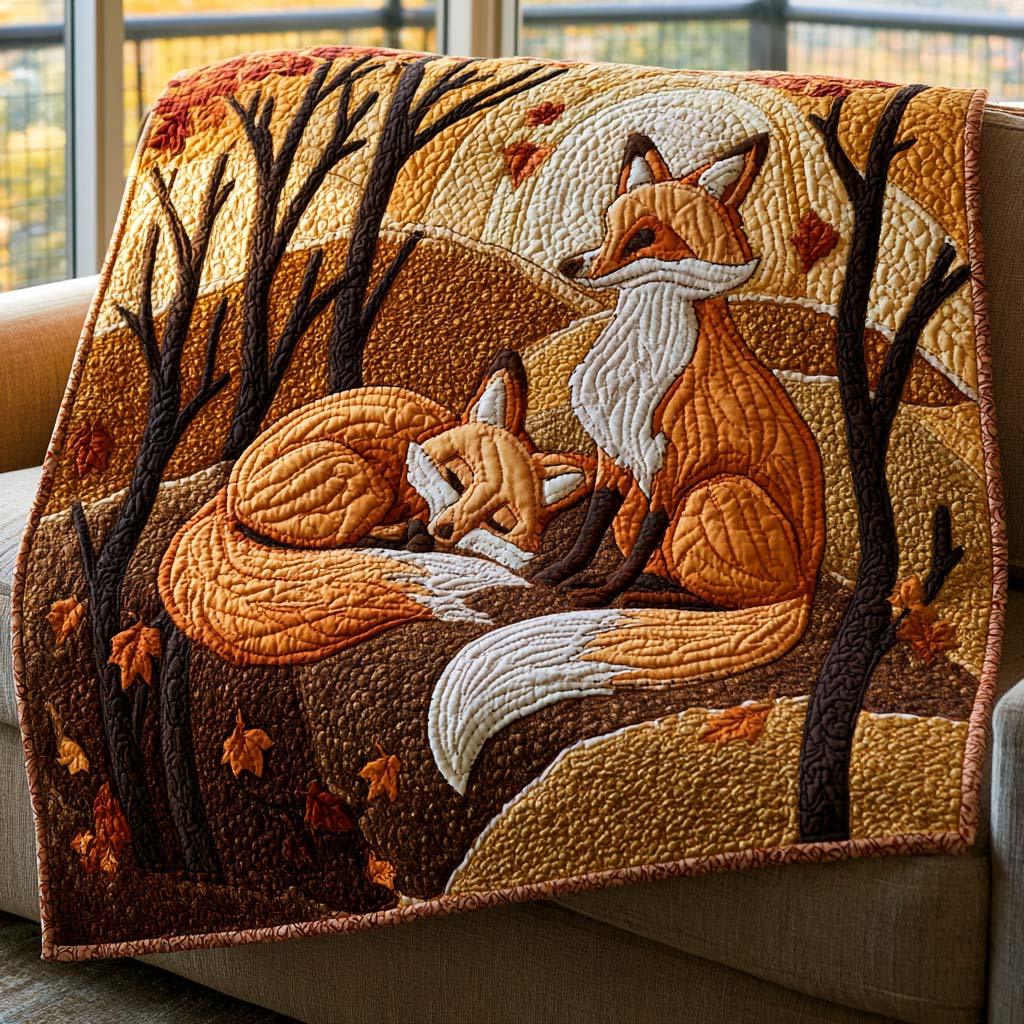 Fox Whisper Quilt Blanket - Quilted Blanket by OtterMia