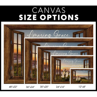 christian wall art amazing grace how sweet the sound cross mountain canvas print (Landscape) (view 2)