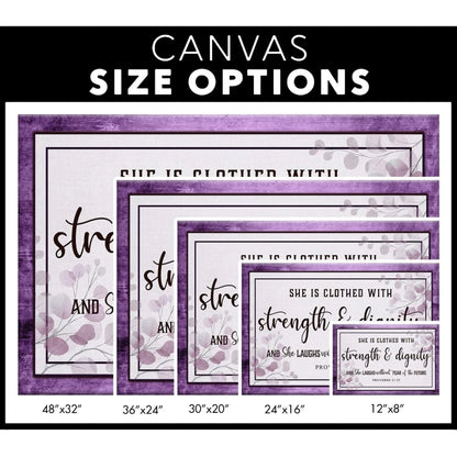 proverbs 31 25 wall art she is clothed with strength dignity wall art canvas (Landscape) (view 2)