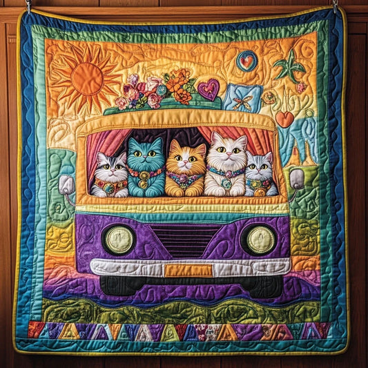 Free Spirit Feline Van Quilt Blanket