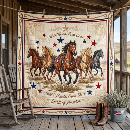 Freedom Run Ranch Quilt Blanket