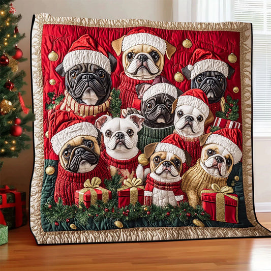 French Bulldog Christmas Quilt Blanket