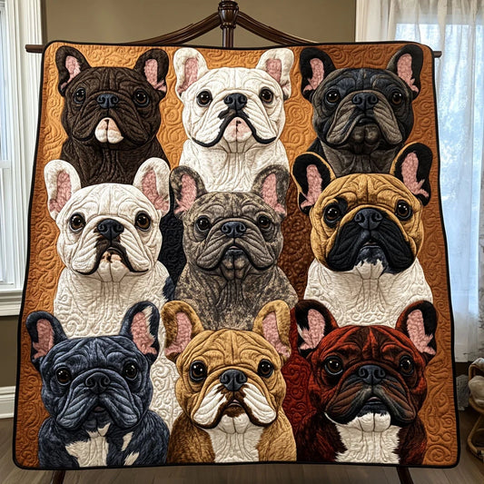 French Bulldog Familly Quilt Blanket