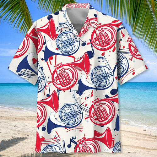 French Horn Usa Hawaiian Shirt