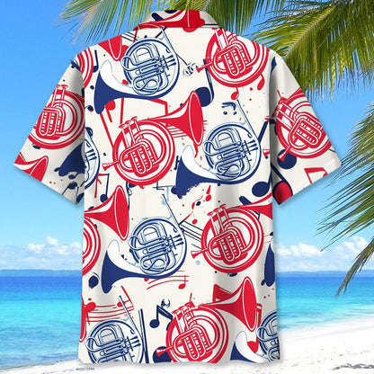 French Horn Usa Hawaiian Shirt
