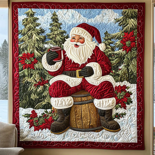 Friendly Black Santa Claus Quilt Blanket