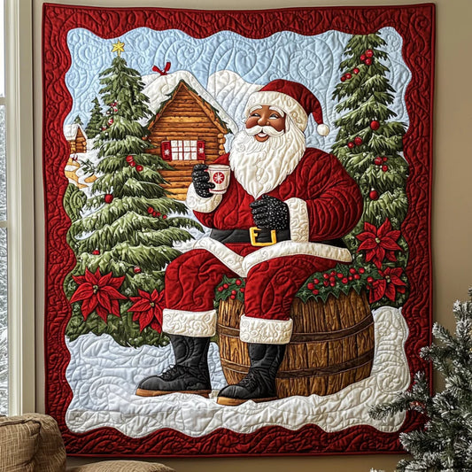 Friendly Black Santa Claus Quilt Blanket