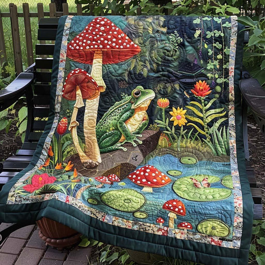 Frog Breeze Quilt Blanket - Quilted Blanket by OtterMia