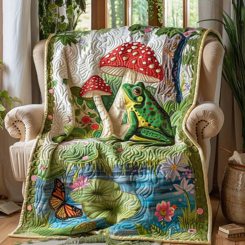 Frog Dreams Quilt Blanket - Quilted Blanket by OtterMia