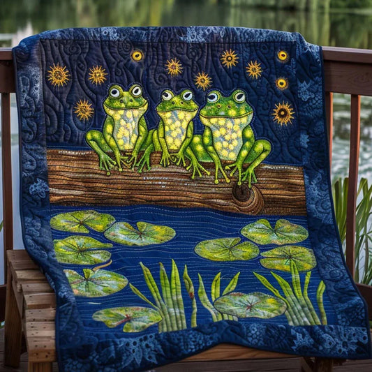 Frog Garden Quilt Blanket - Quilted Blanket by OtterMia