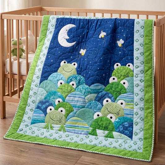 Frog Garden Quilt Blanket - Quilted Blanket by OtterMia