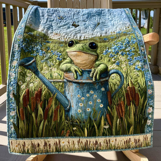 Frog Meadow Quilt Blanket - Quilted Blanket by OtterMia
