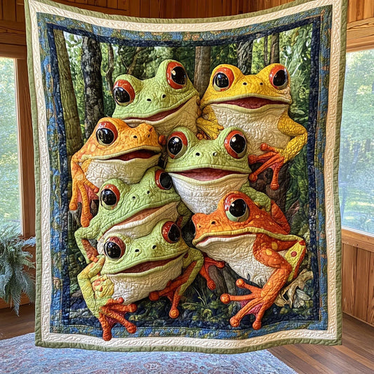 Frog Silent Gaze Quilt Blanket