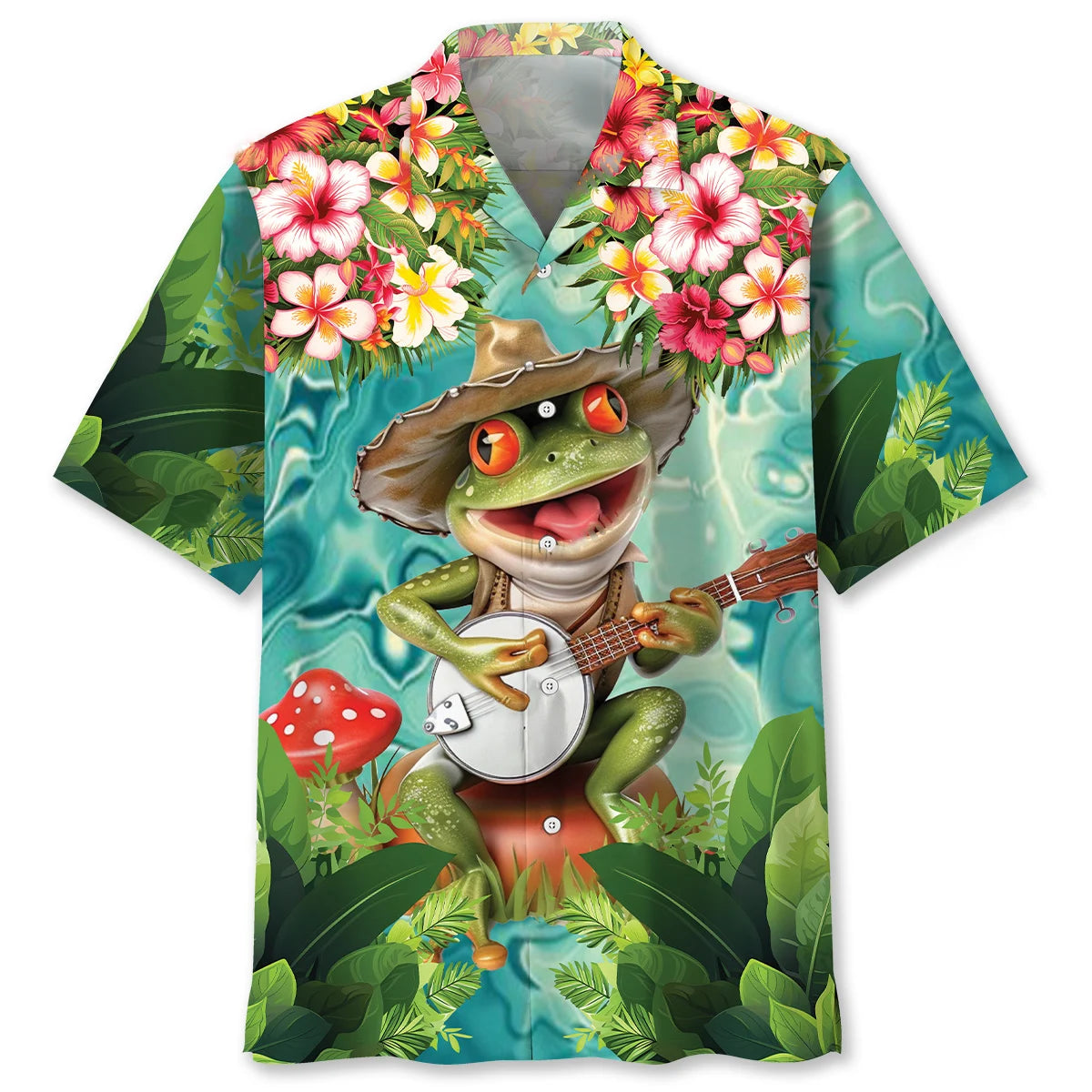Frog Playing Banjo Hawaiian Shirt