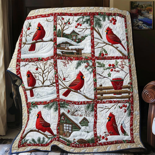 Frost Cardinal Quilt Blanket
