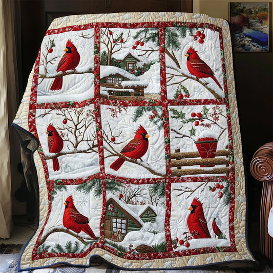 Frost Cardinal Quilt Blanket