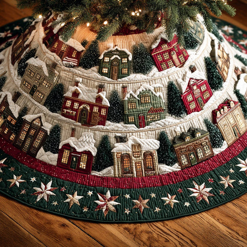 Frostlight Forest Path Christmas Quilted Tree Skirt