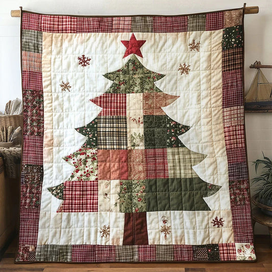 Frosty Charm Christmas Tree Quilt Blanket