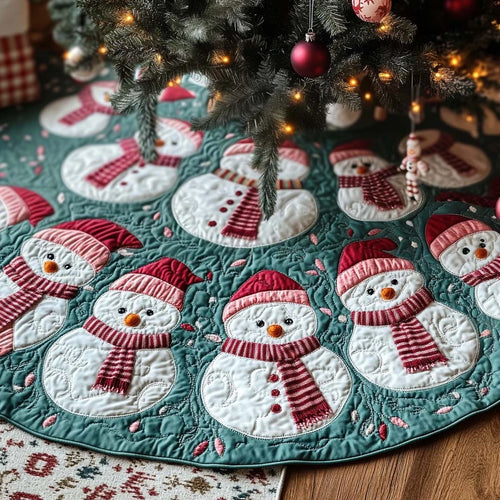Frosty Festivities Christmas Quilted Tree Skirt