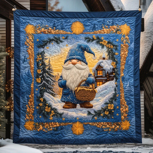 Frosty Gnome Cabin Quilt Blanket