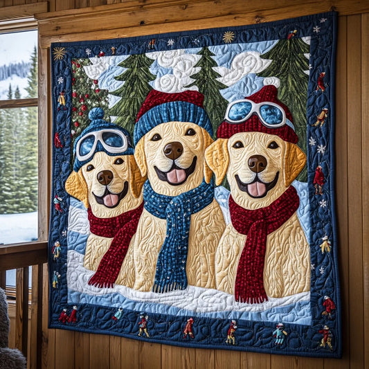 Frosty Labradors Quilt Blanket