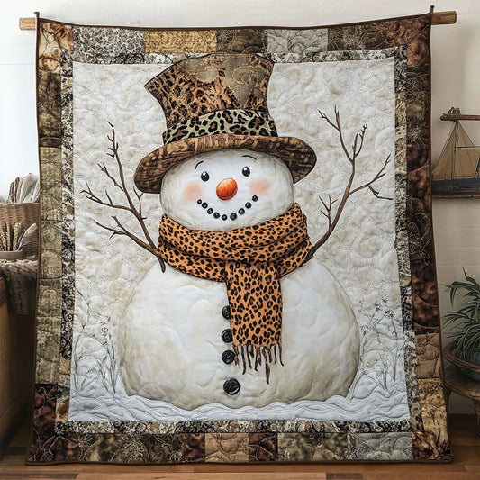 Frosty Leopard Snowman Quilt Blanket