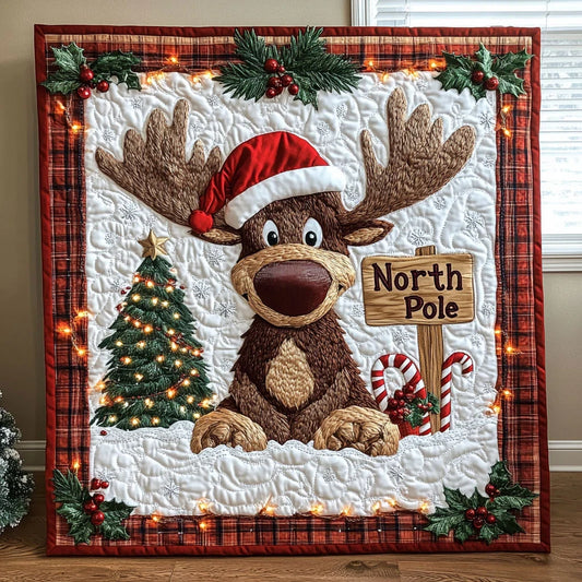 Frosty Moose Night Quilt Blanket