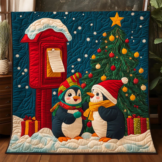 Frosty Penguin Post Quilt Blanket