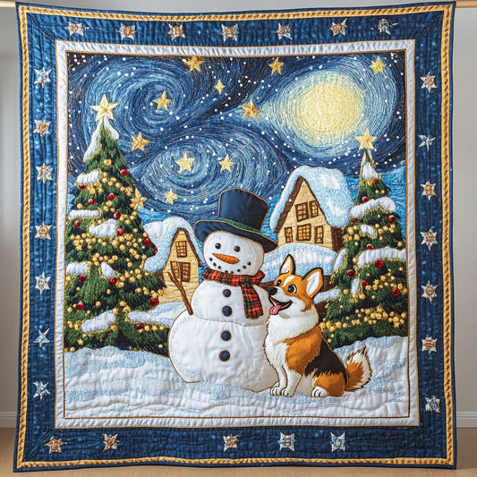 Frosty Star Snowman Quilt Blanket