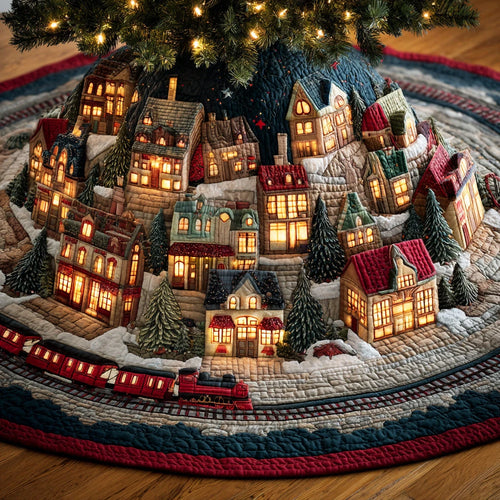 Frozen Village Light Christmas Quilted Tree Skirt