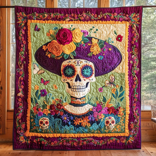 Fuchsia Bones Quilt Blanket