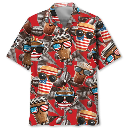 Fueled by Coffee Funny Hawaiian Shirt - S - hawaiian shirt