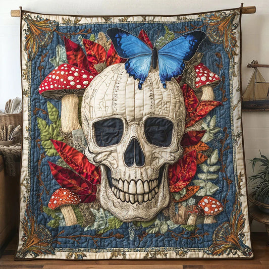 Fungi Dream Skull Quilt Blanket