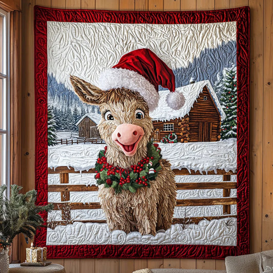 Funny Christmas Donkey Quilt Blanket