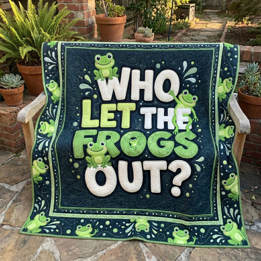 Funny Frog Pun Quilt Blanket