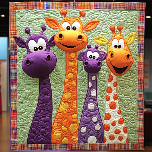 Funny Giraffe Quilt Blanket - Quilted Blanket by OtterMia