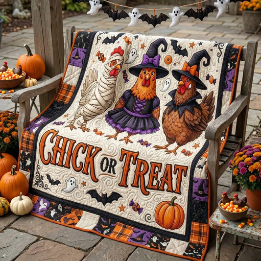 Funny Halloween Chickens Patchwork Quilt Blanket