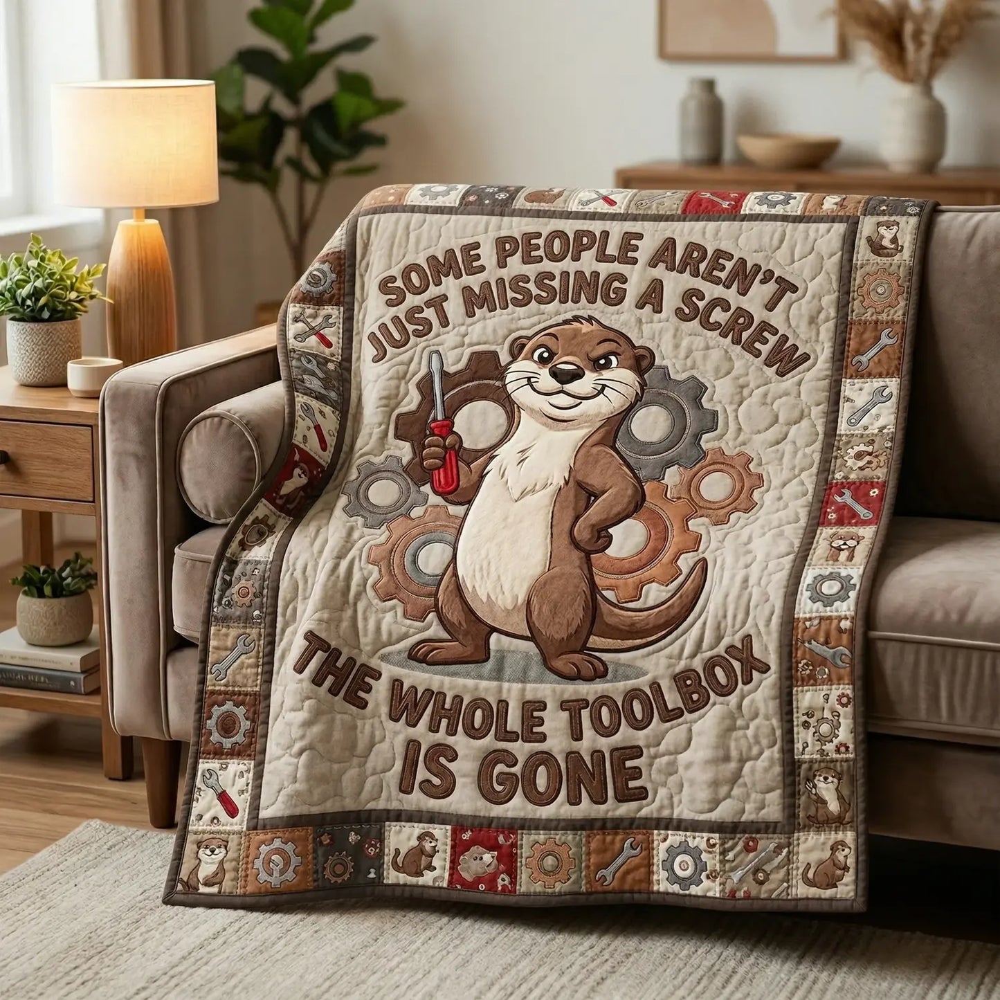 Funny Otter Toolbox Quilt Blanket