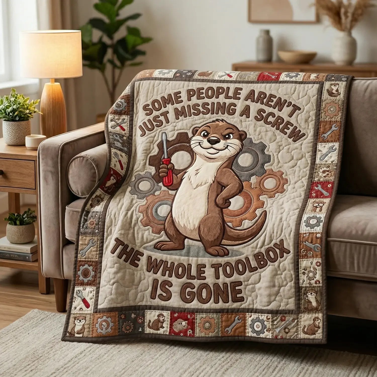Funny Otter Toolbox Quilt Blanket