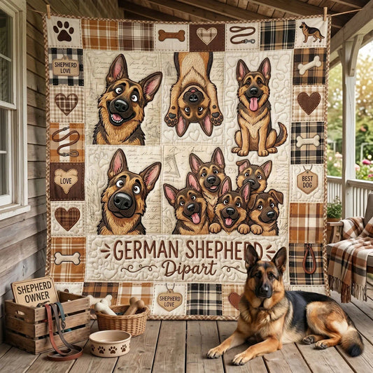 Funny Shepherd Faces Quilt Blanket