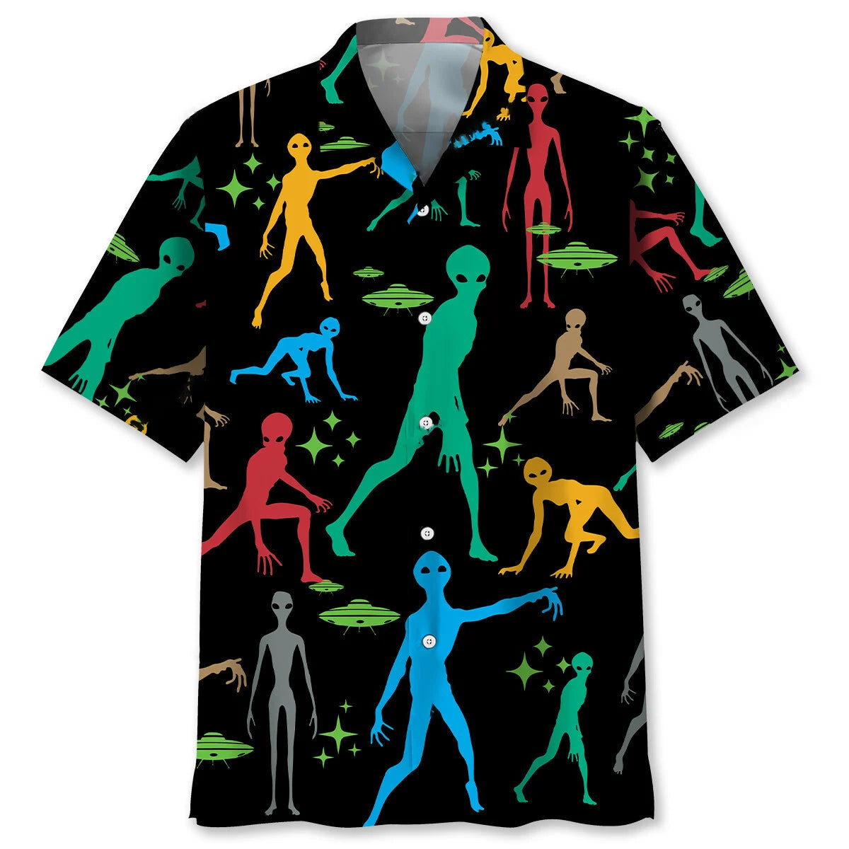 Funny Alien Black Hawaiian Shirt