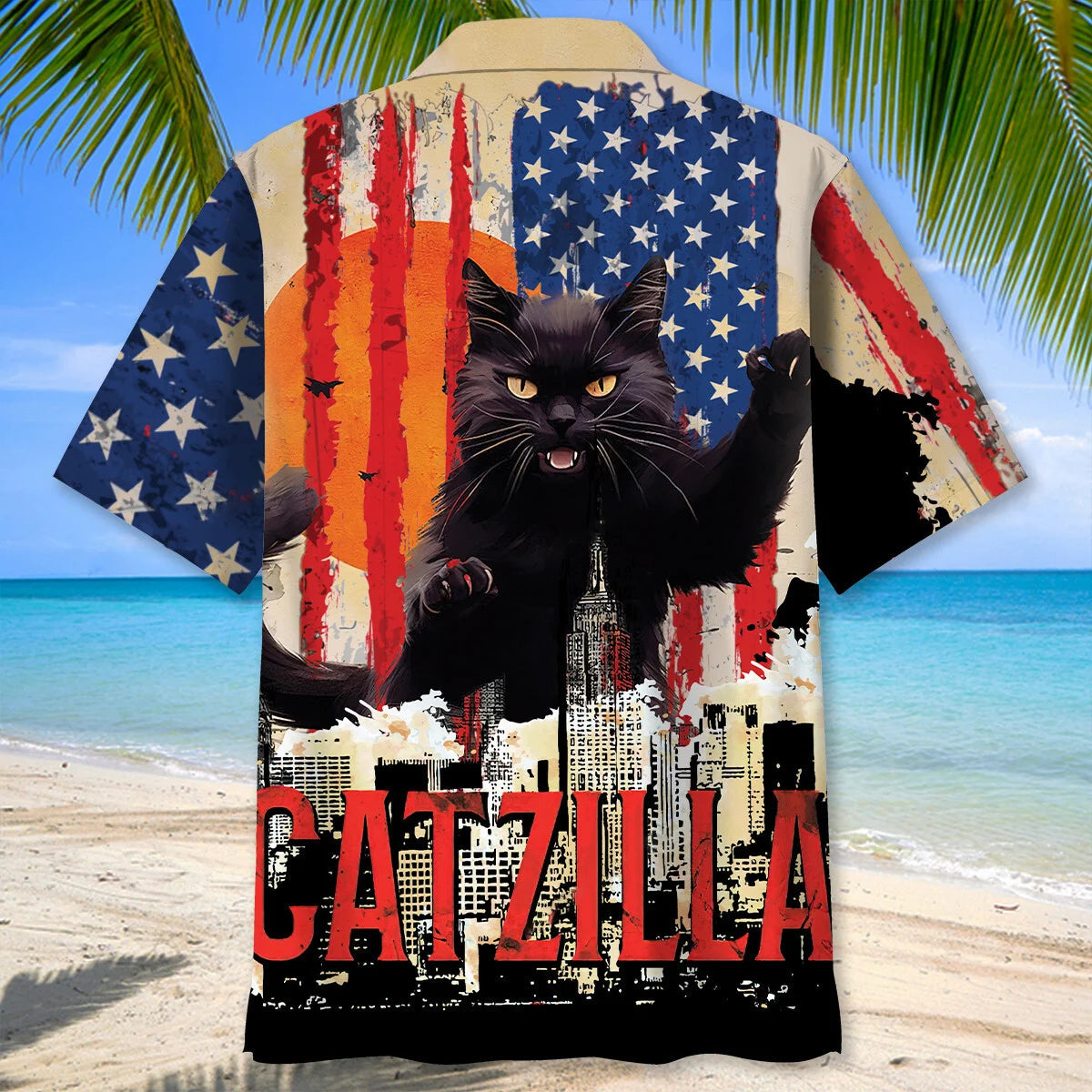 Funny America Black Cat Hawaiian Shirt