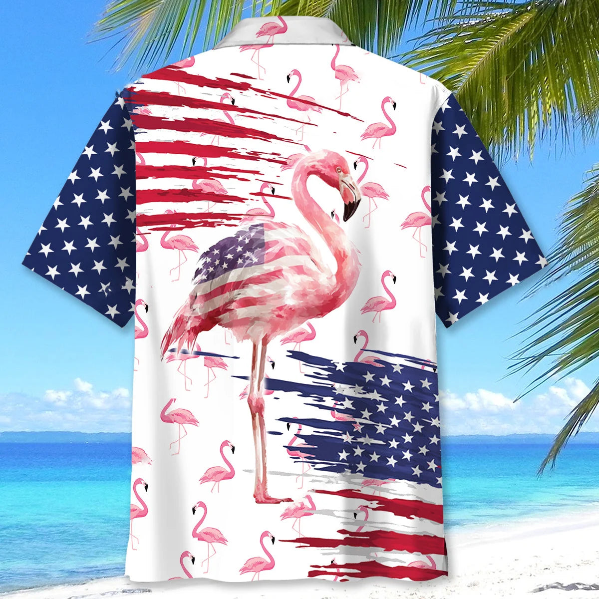 Funny American Flag Flamingo Hawaiian Shirt