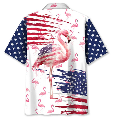 Funny American Flag Flamingo Hawaiian Shirt