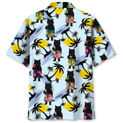 Funny Angry Black Cat Hawaiian Shirt