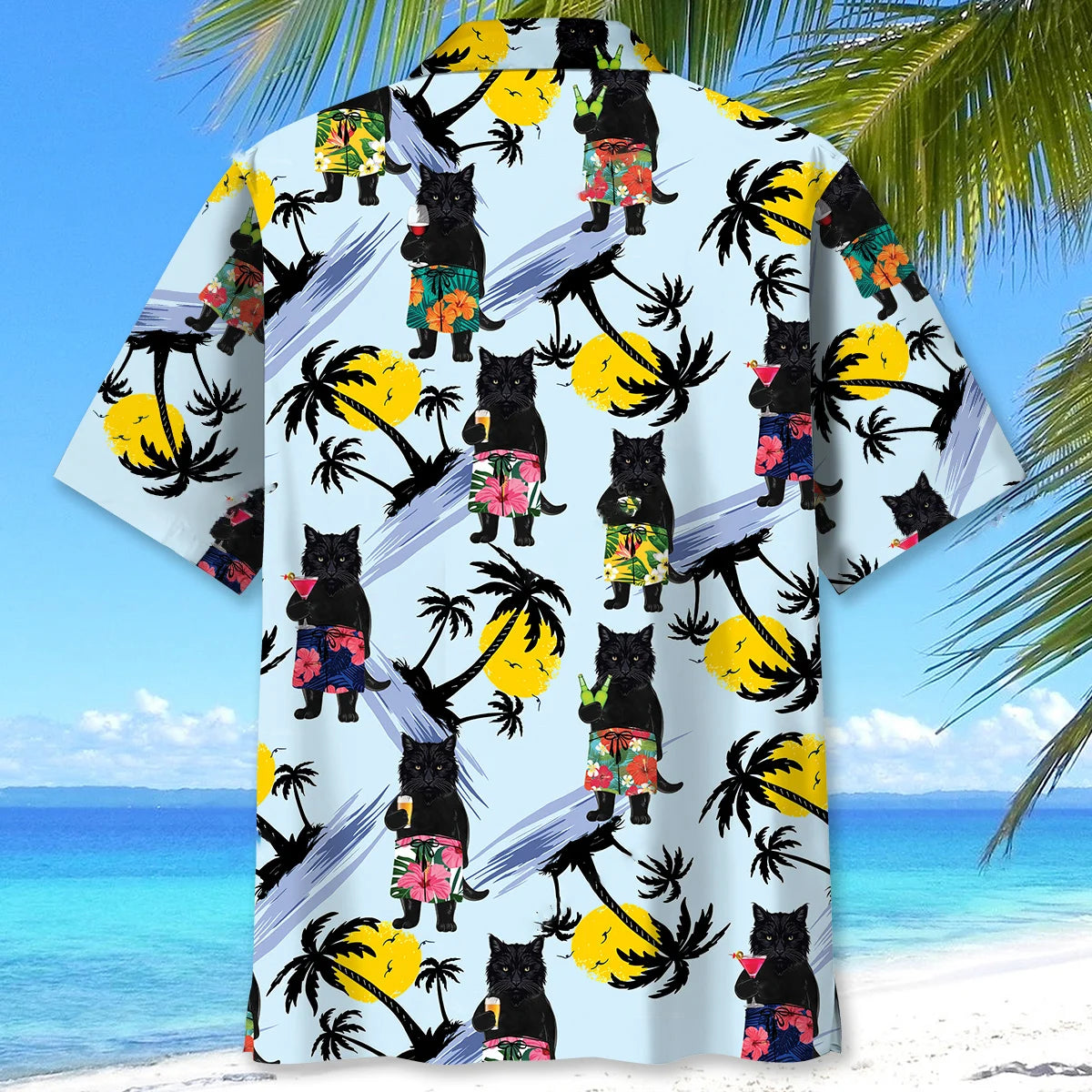Funny Angry Black Cat Hawaiian Shirt