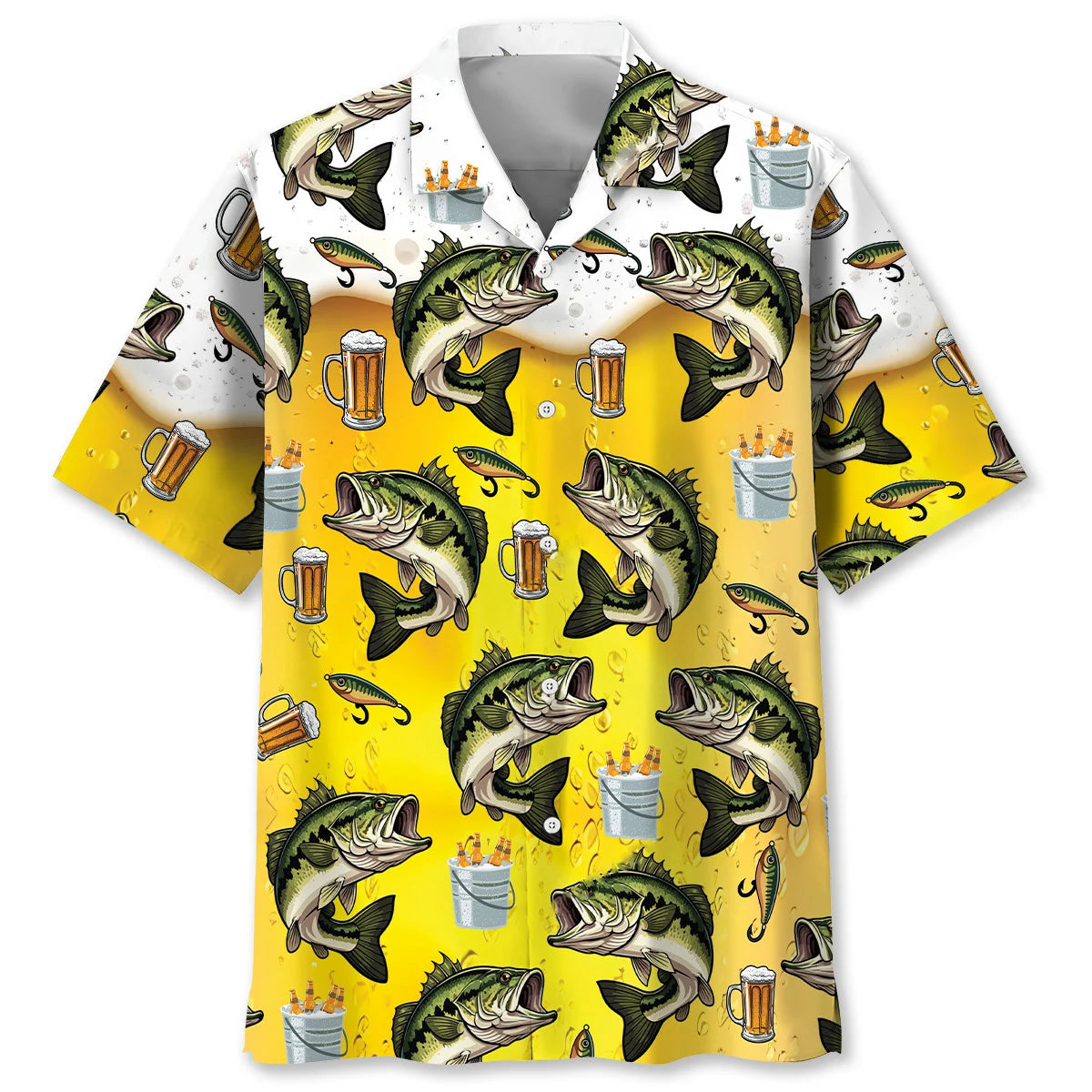 Funny Bass Fish and Beer Hawaiian Shirt