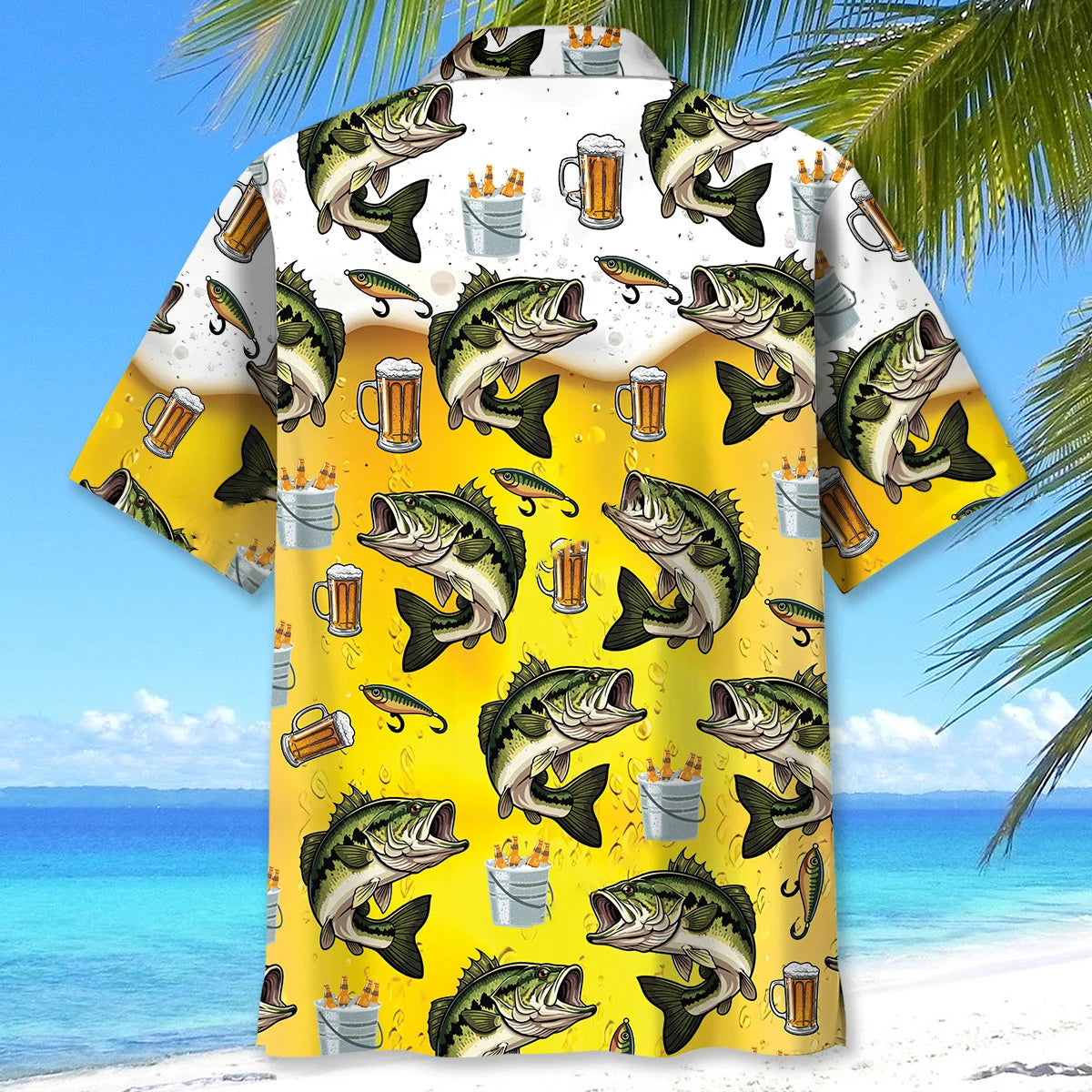 Funny Bass Fish and Beer Hawaiian Shirt