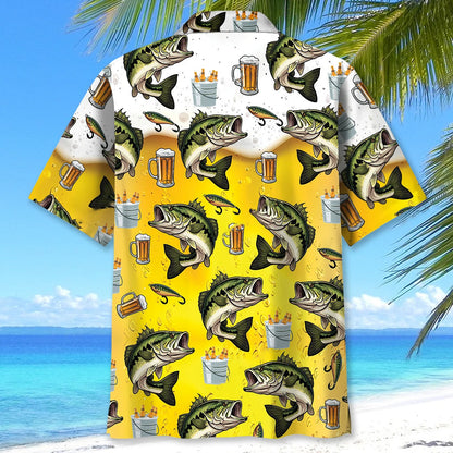 Funny Bass Fish and Beer Hawaiian Shirt